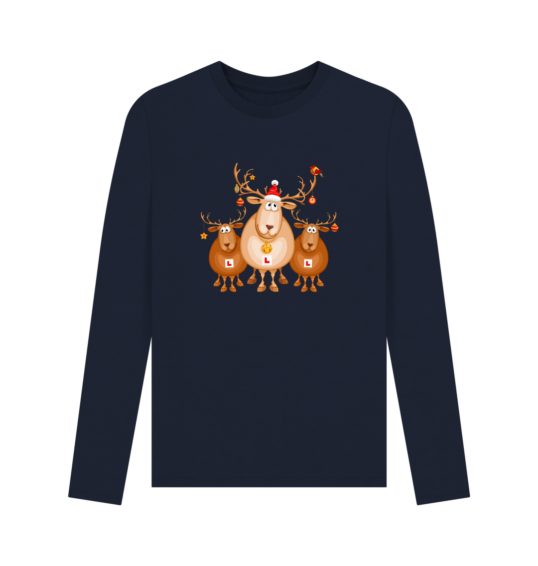 Navy Blue Printed Long Sleeve T Shirt Front