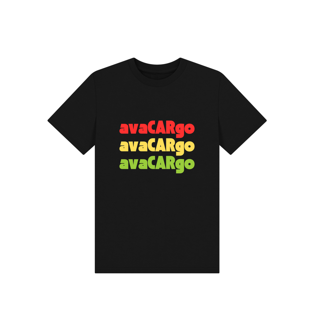 Black Printed Kids T-Shirt Front