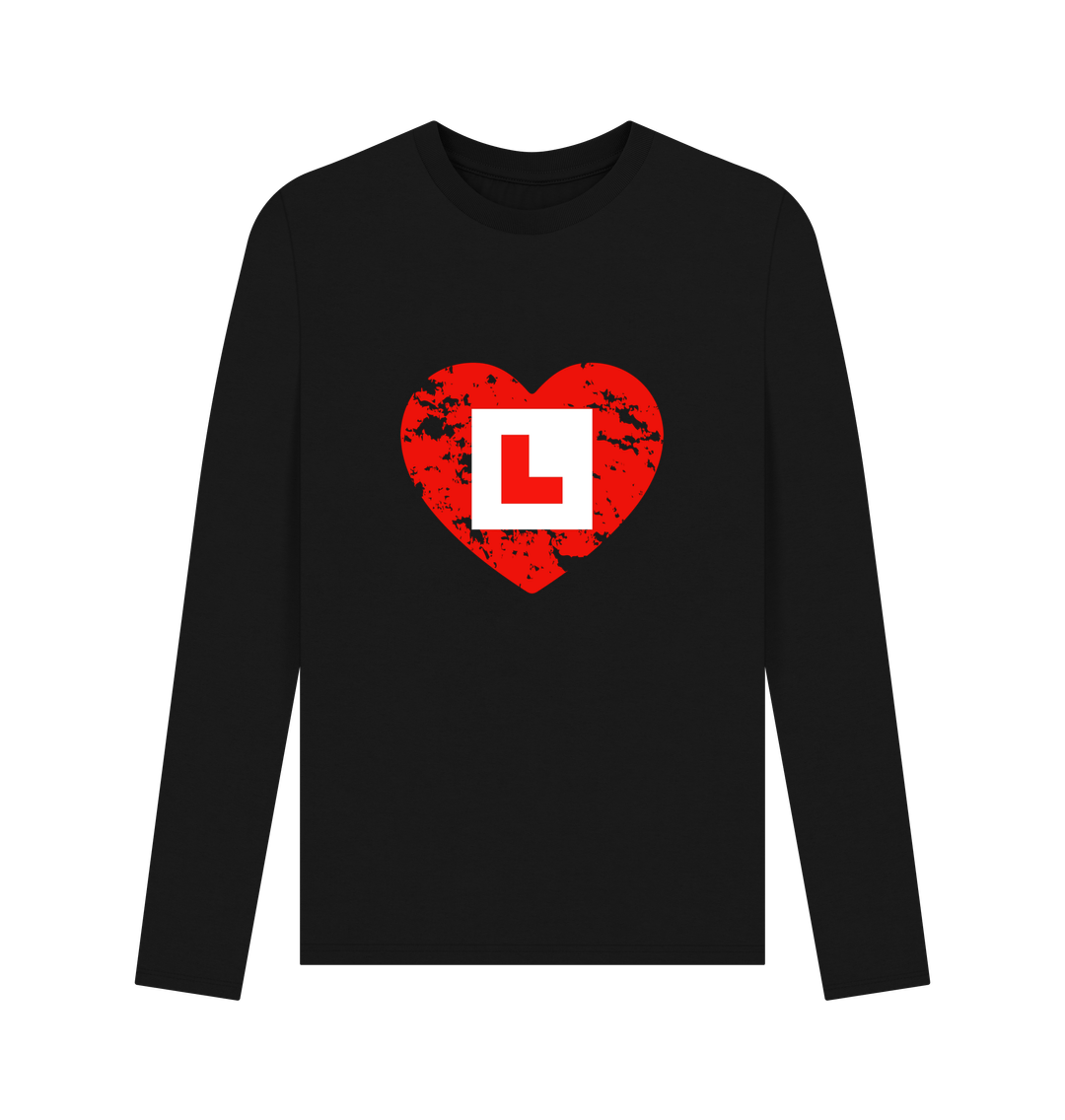 Black L plate plus mottled heart - long sleeve t-shirt