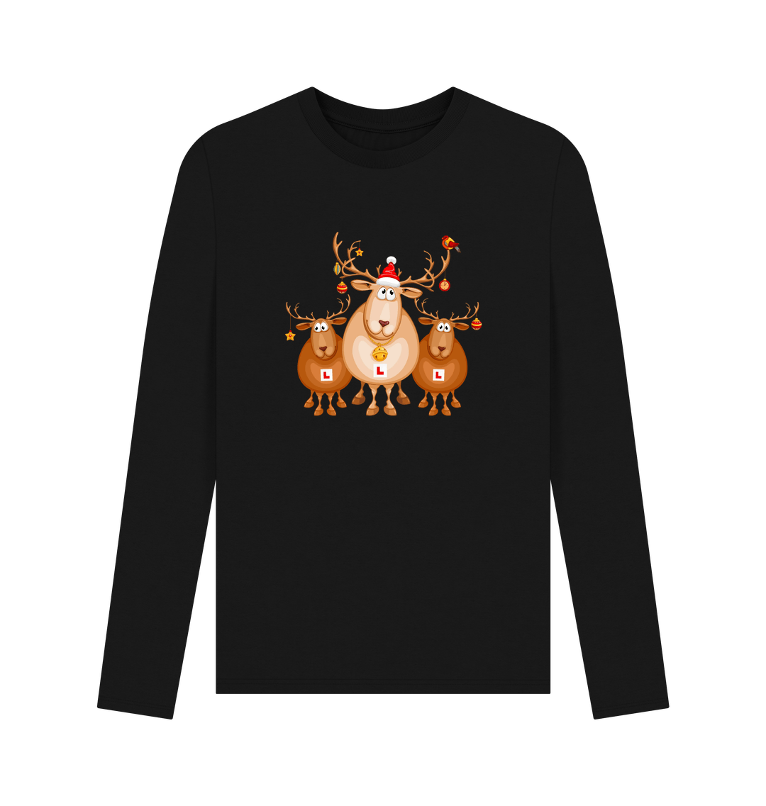 Black Printed Long Sleeve T Shirt Front