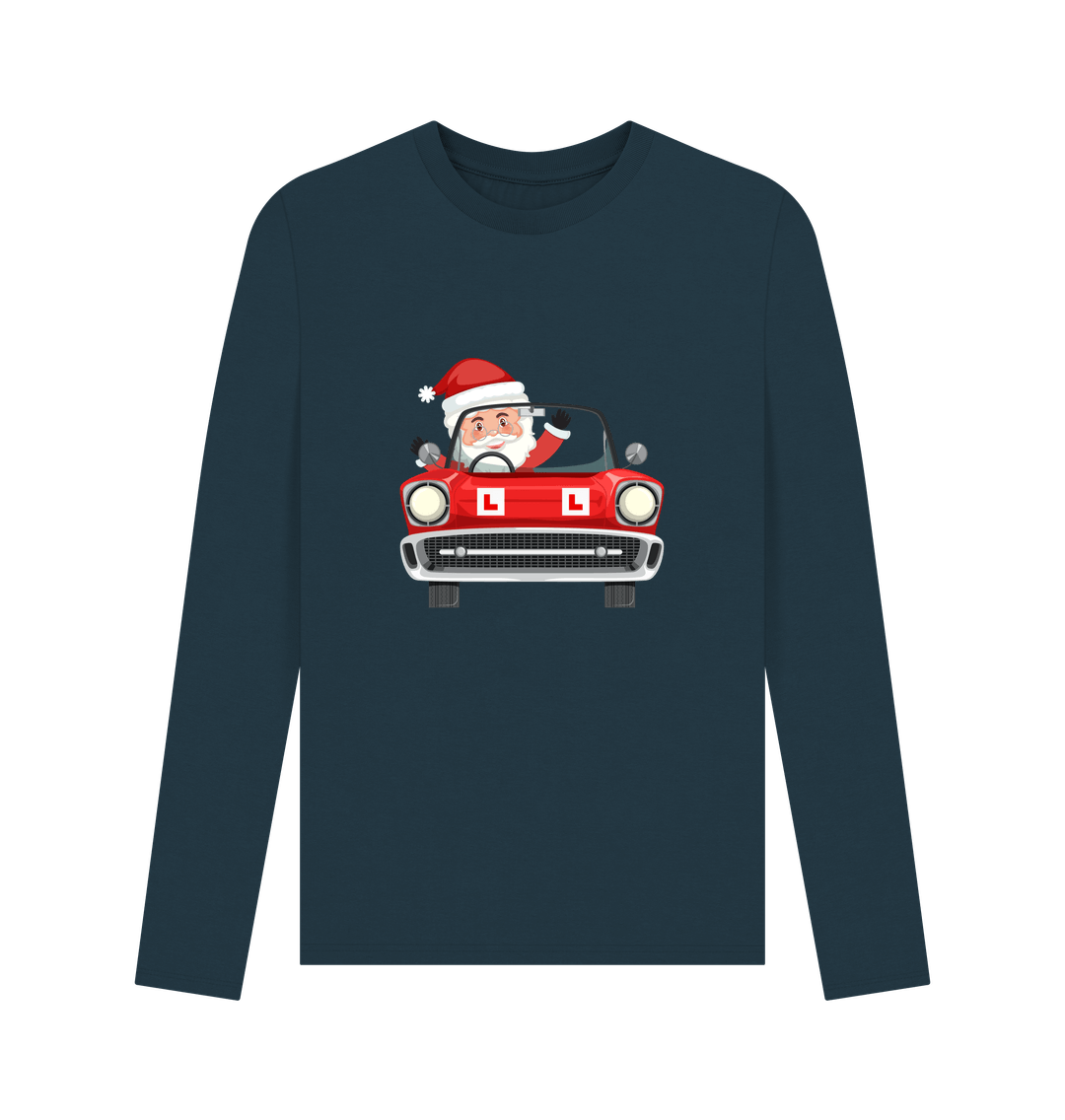 Denim Blue Santa learner driver - long sleeve Xmas t-shirt