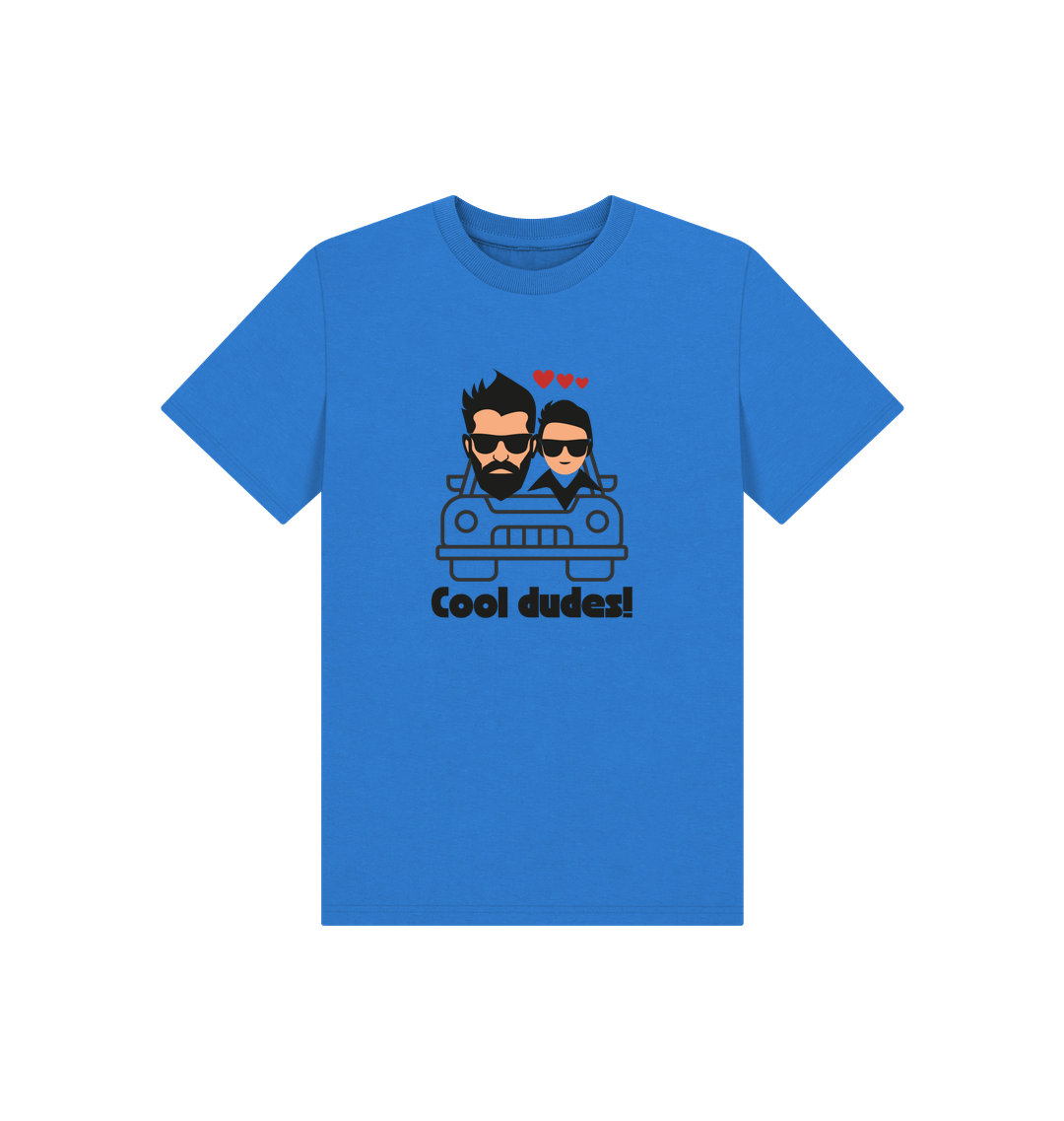 Bright Blue Printed Kids T-Shirt Front