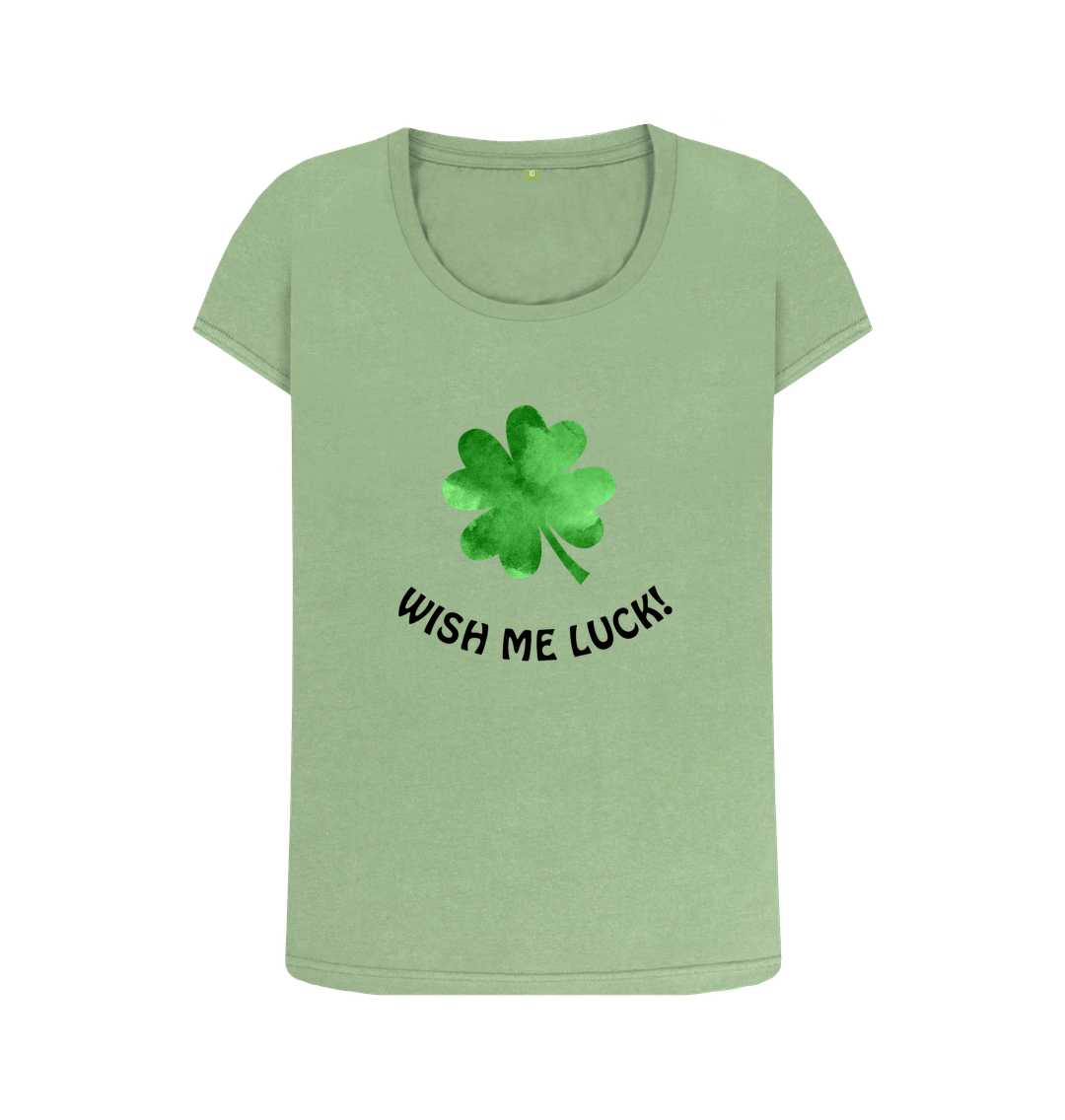 Sage Lucky four leaf clover - scoop neck t-shirt