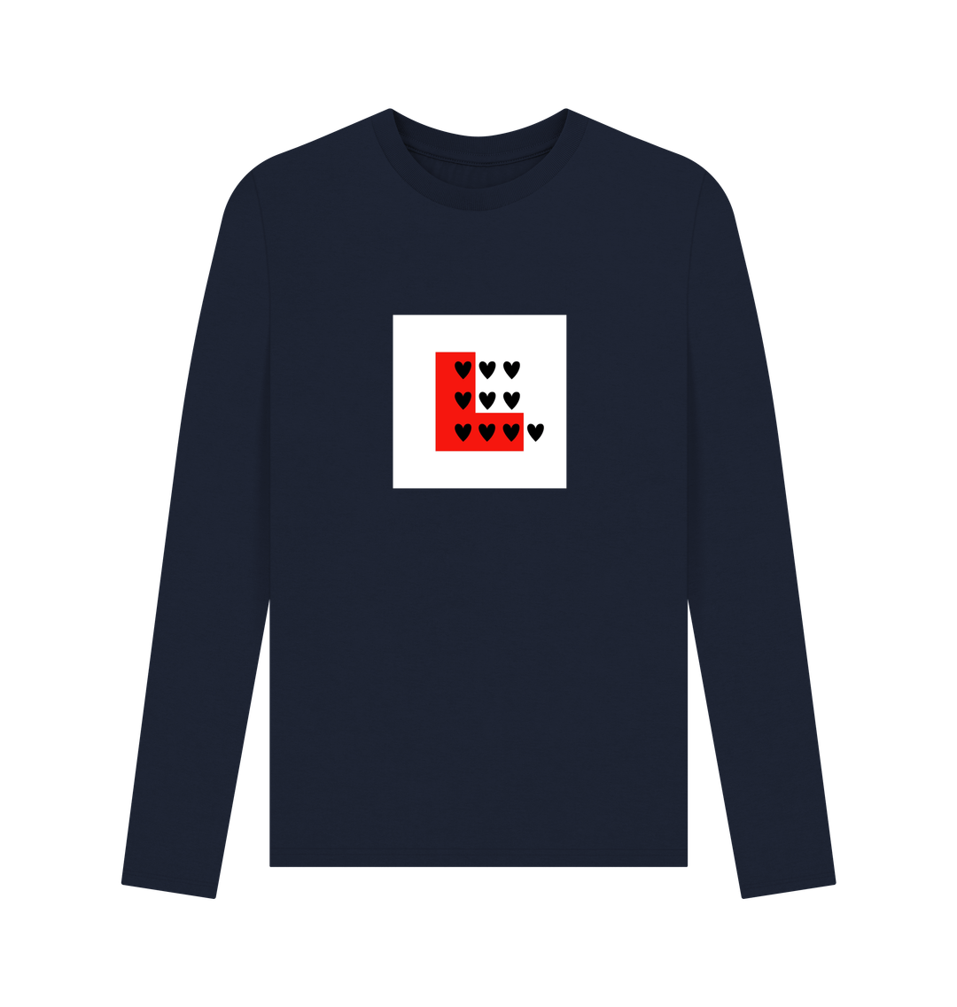 Navy Blue Printed Long Sleeve T Shirt Front
