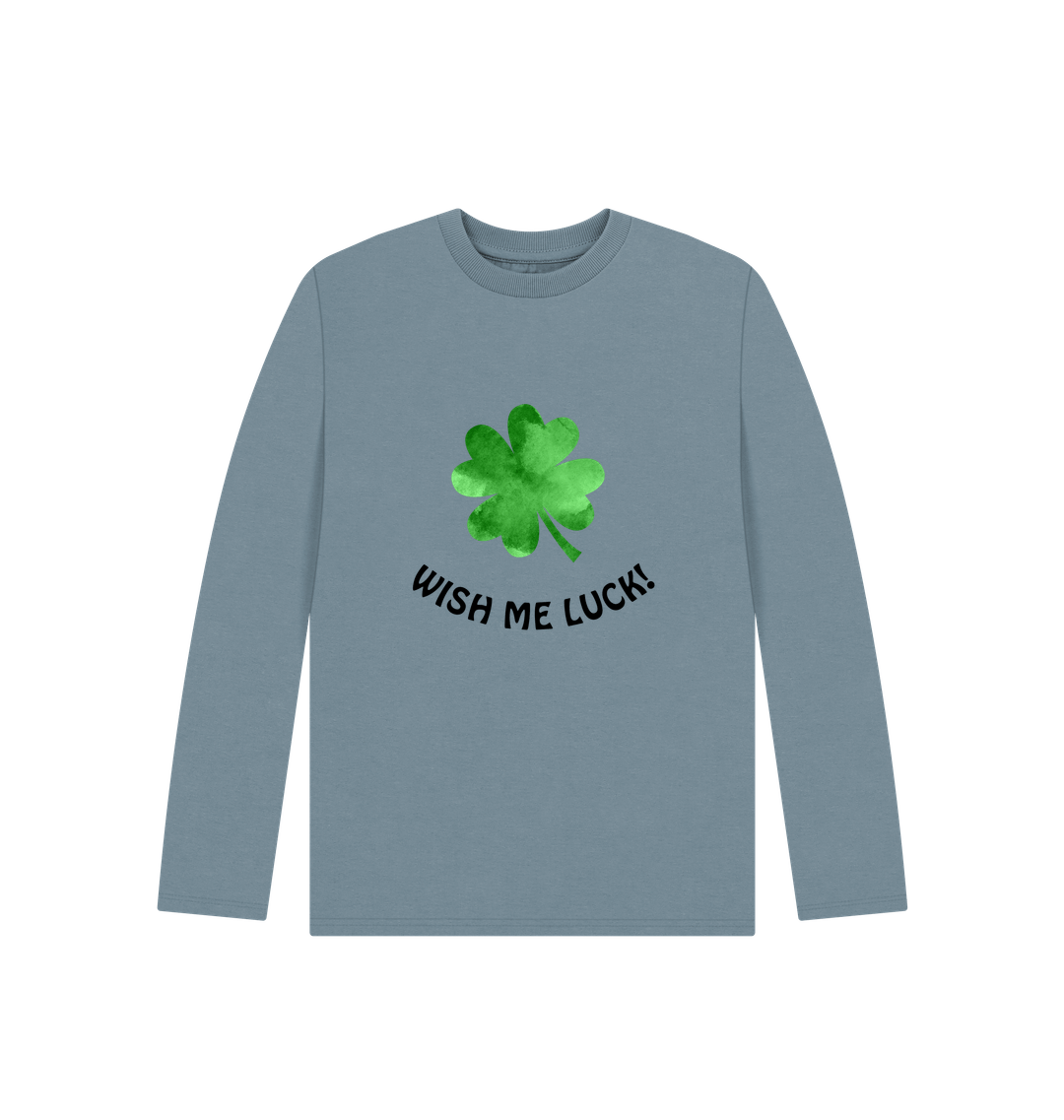 Stone Blue Printed Kids T-Shirt Front