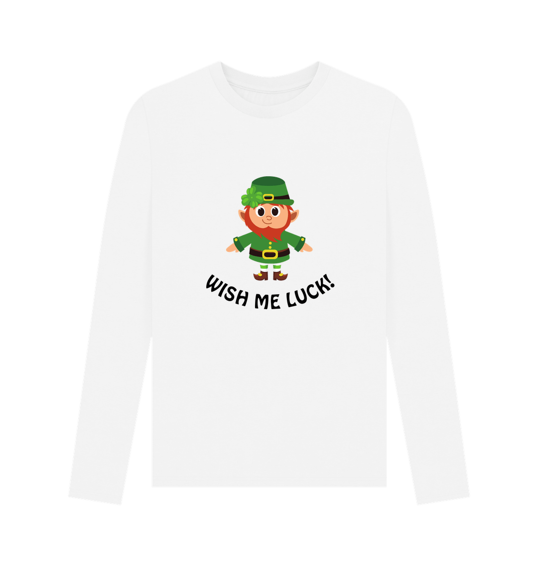White Printed Long Sleeve T Shirt Front