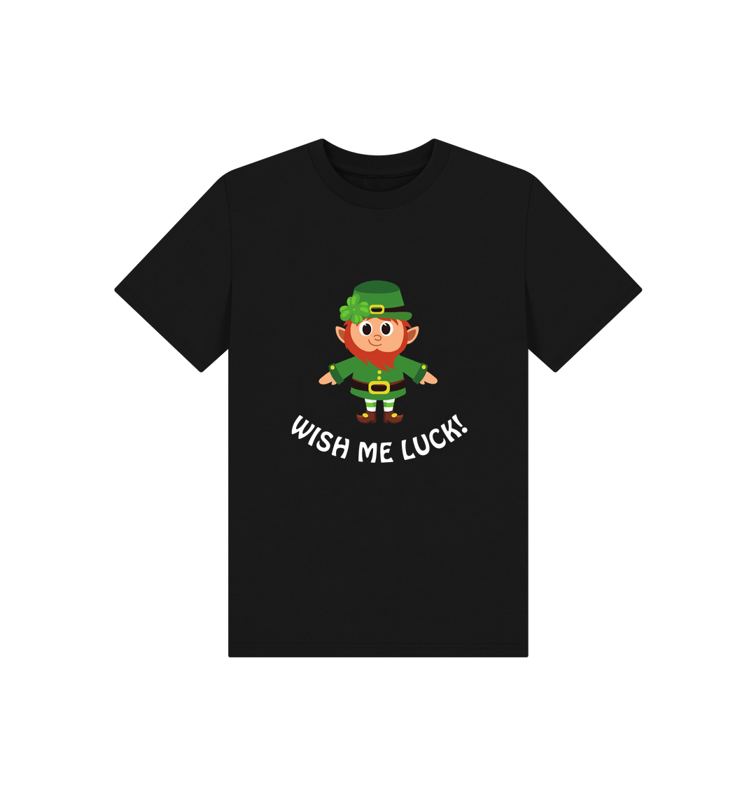 Black Printed Kids T-Shirt Front