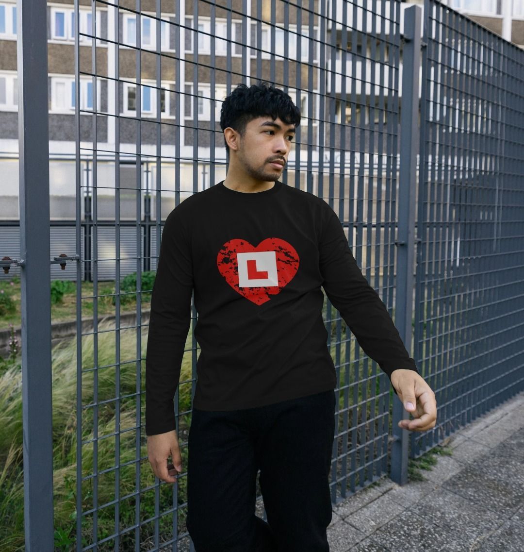 L plate plus mottled heart - long sleeve t-shirt