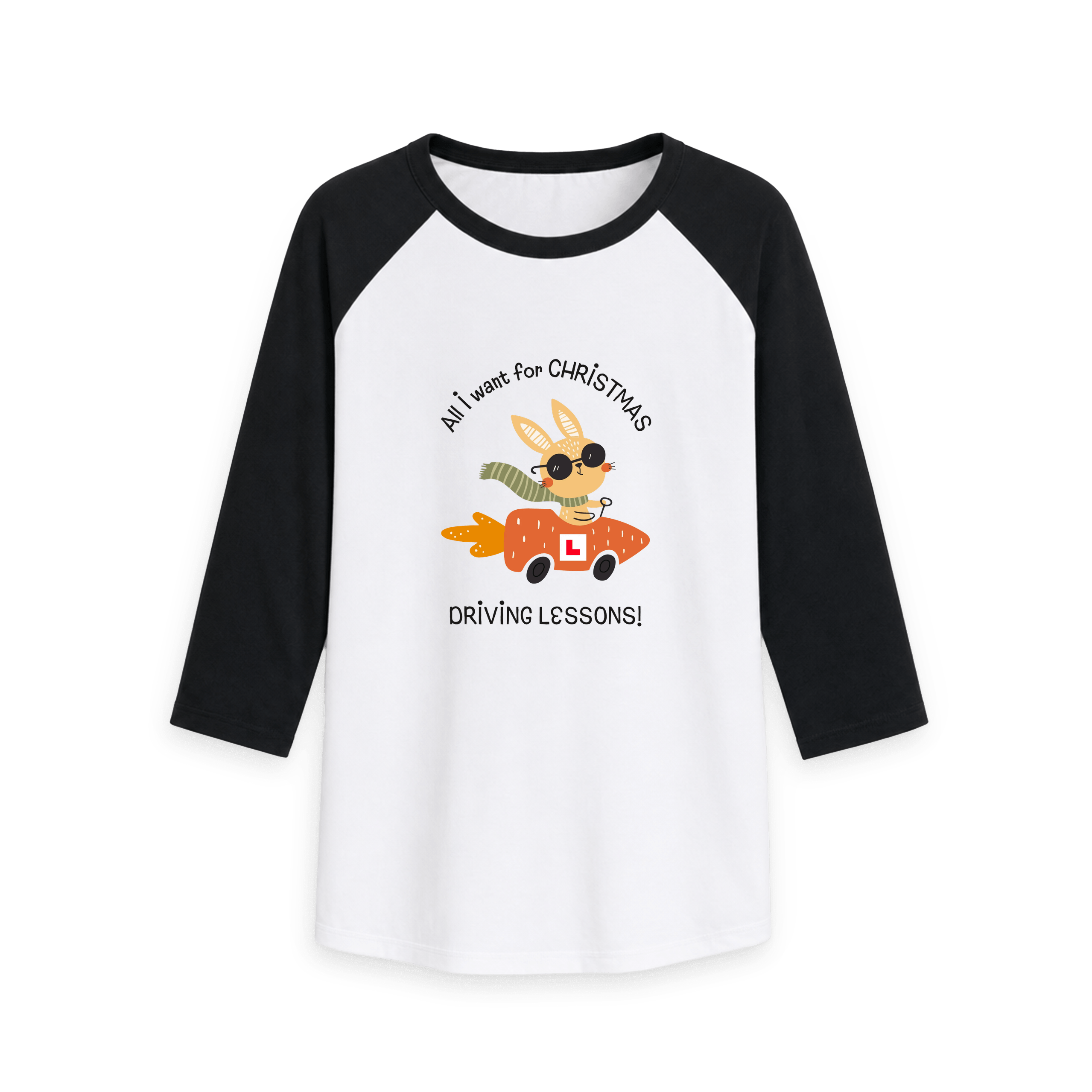 Black-White Printed Baseball T-shirt Front