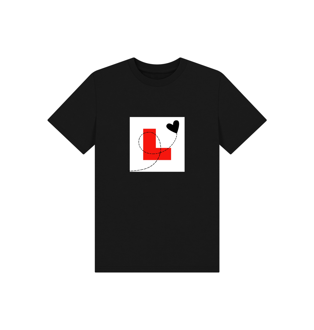 Black Printed Kids T-Shirt Front