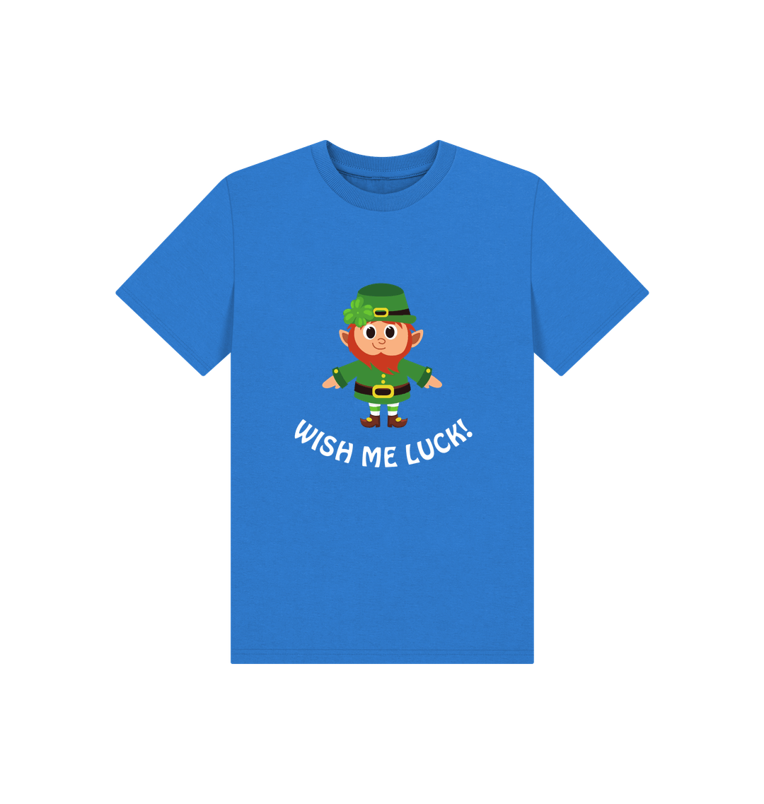 Bright Blue Printed Kids T-Shirt Front