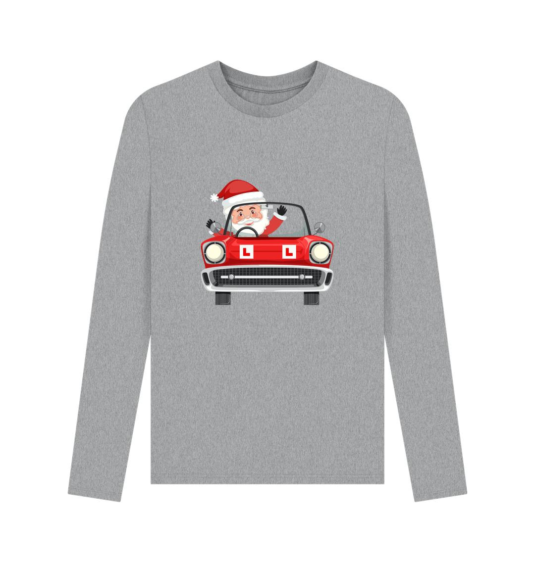 Athletic Grey Santa learner driver - long sleeve Xmas t-shirt