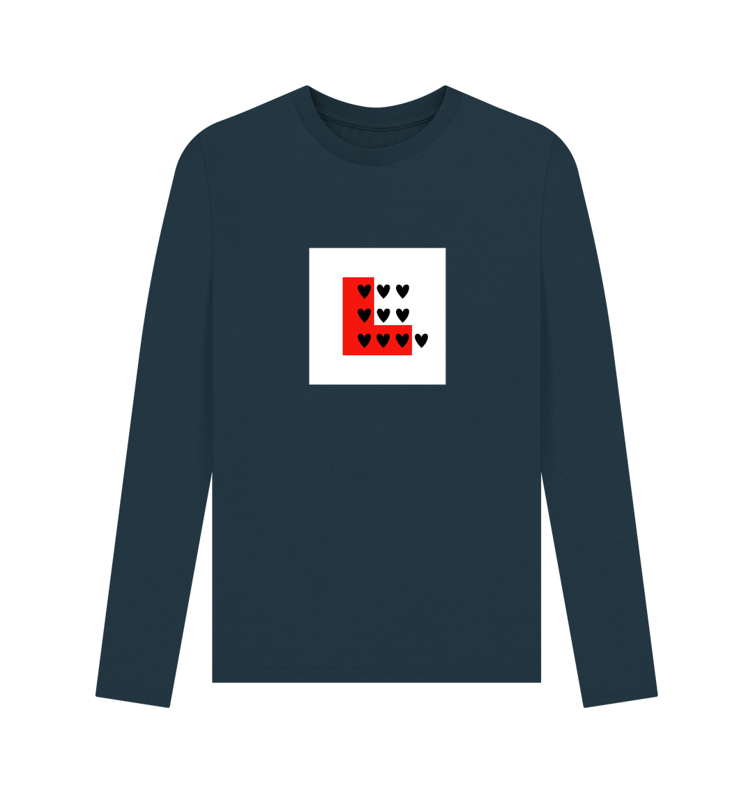Denim Blue Printed Long Sleeve T Shirt Front