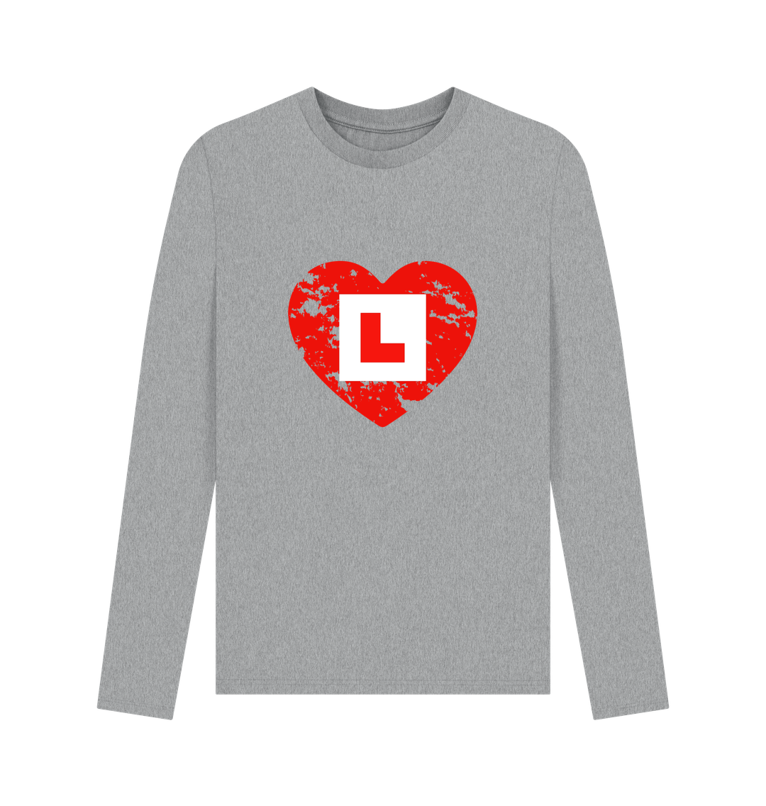Athletic Grey L plate plus mottled heart - long sleeve t-shirt