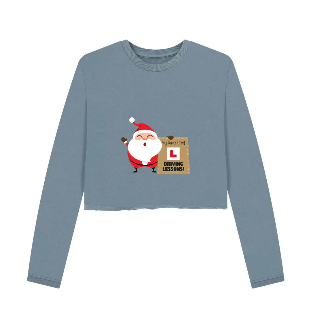 Stone Blue Printed Boxy Jumpers Front
