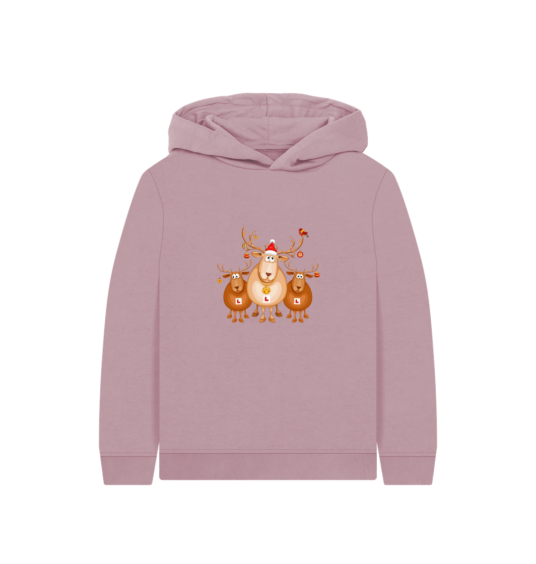 Mauve Printed Kids Hoodie Front