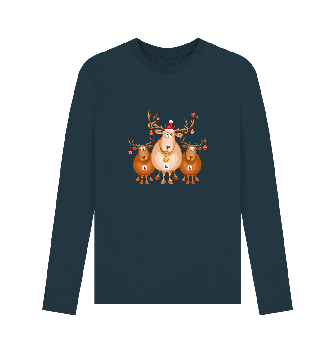 Denim Blue Printed Long Sleeve T Shirt Front