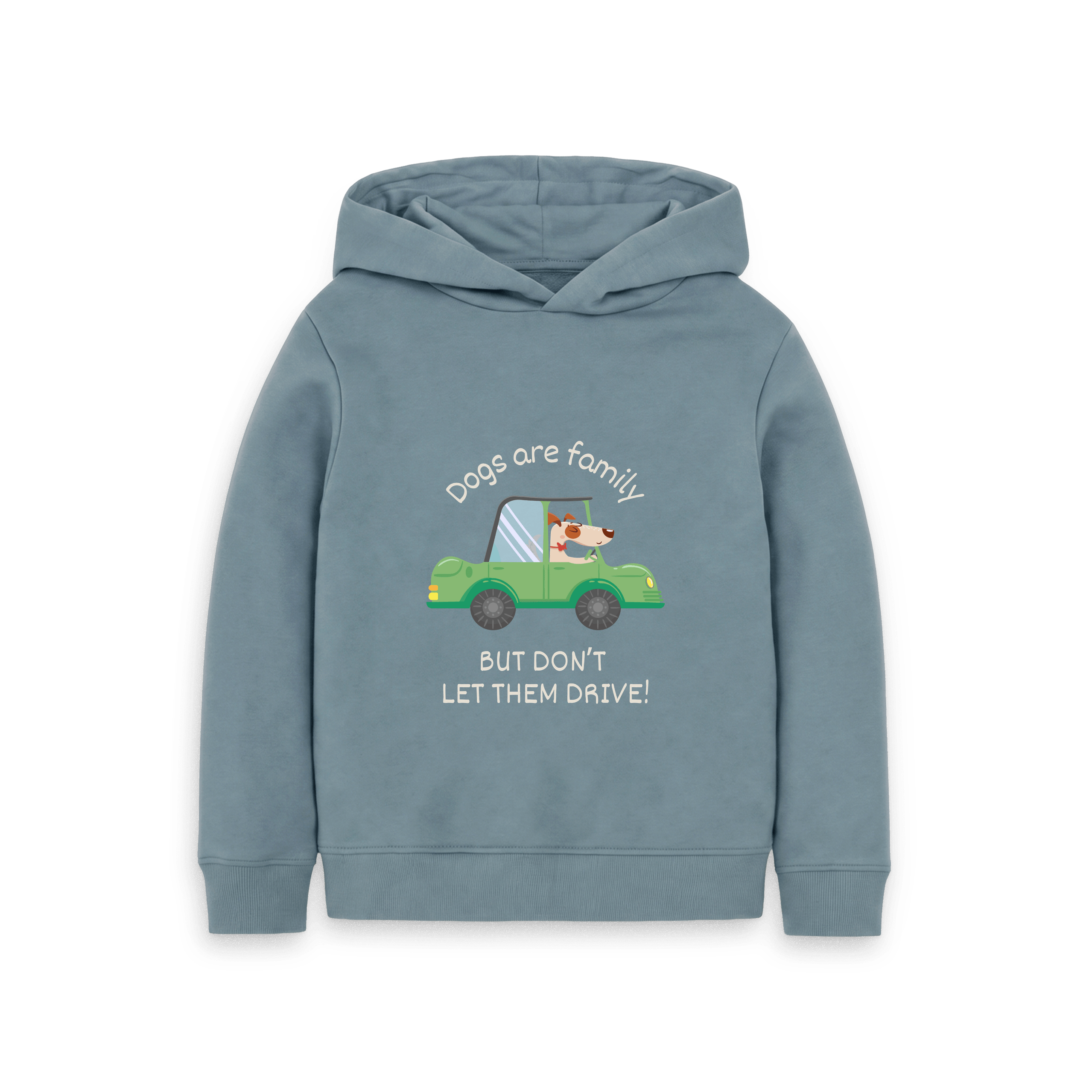 Stone Blue Printed Kids Hoodie Front