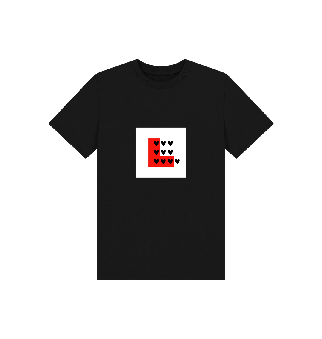 Black Printed Kids T-Shirt Front