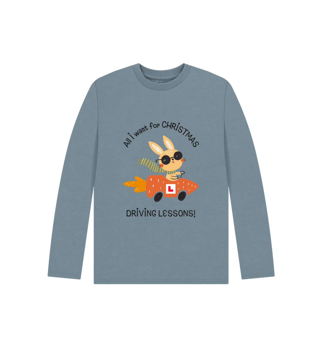 Stone Blue Printed Kids T-Shirt Front