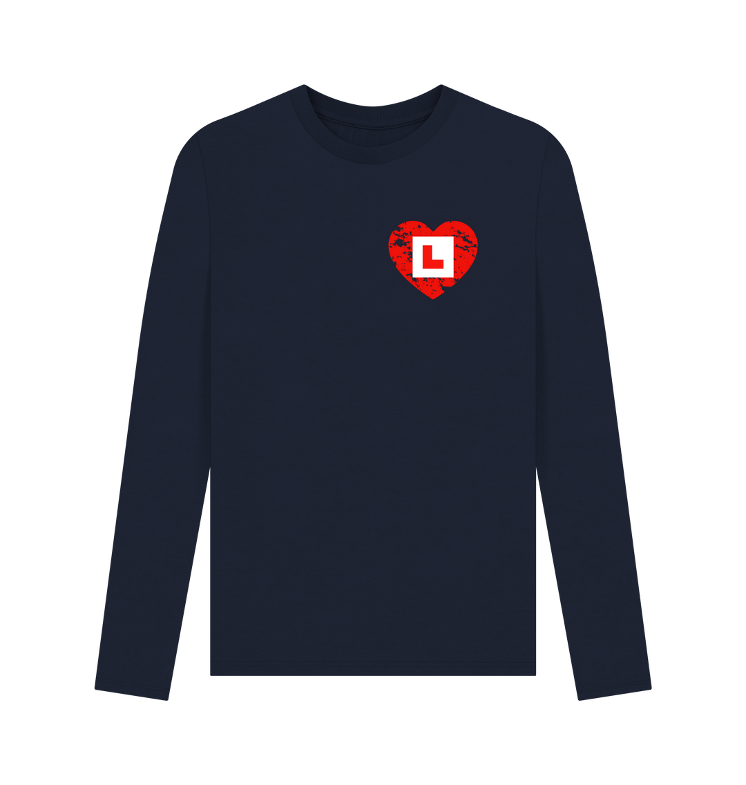 Navy Blue Printed Long Sleeve T Shirt Front
