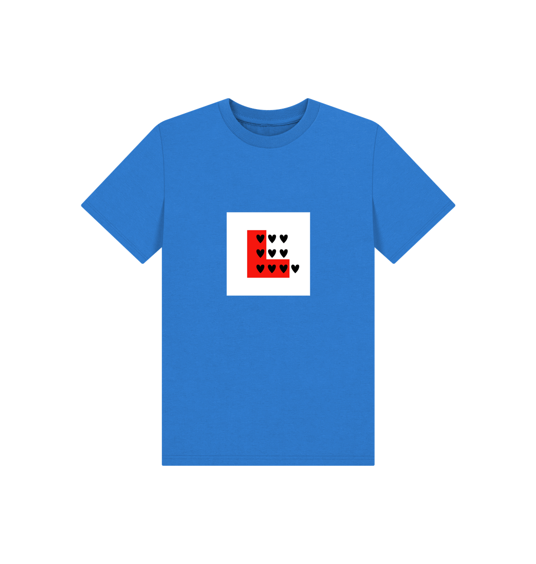 Bright Blue Printed Kids T-Shirt Front