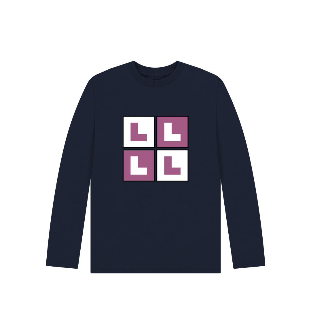 Navy Blue Printed Kids T-Shirt Front