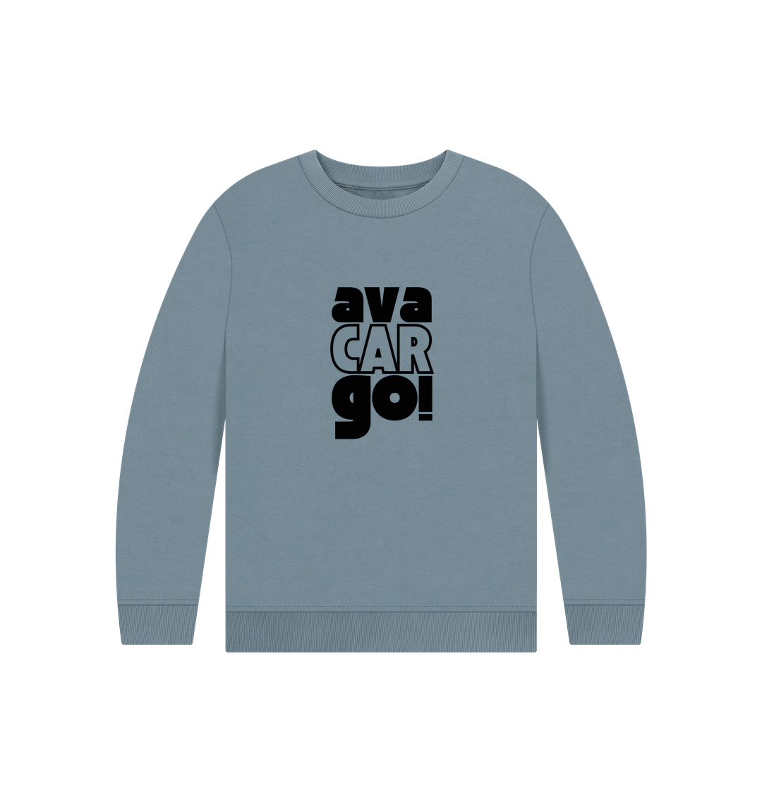 Stone Blue Printed Kids Jumper Front