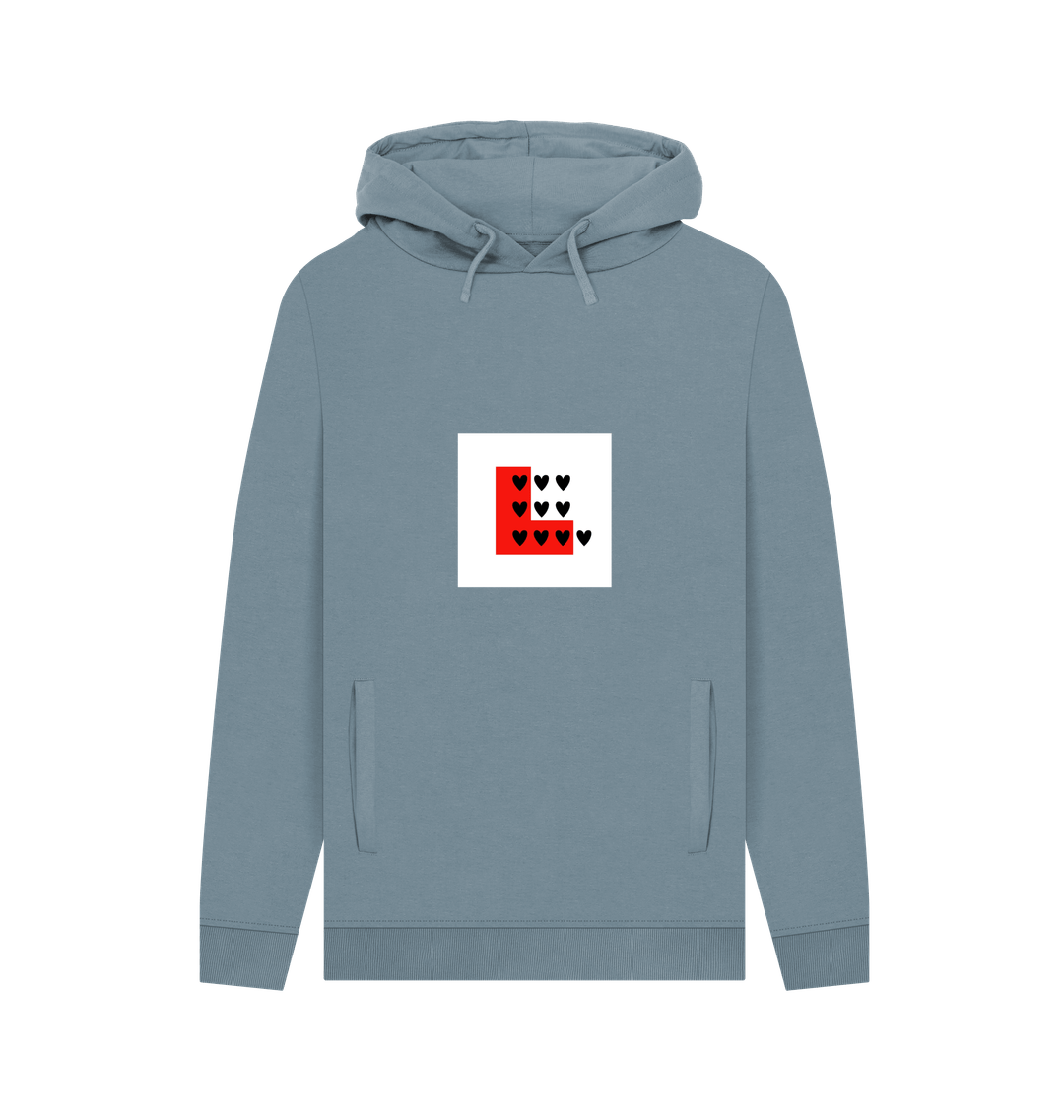 Stone Blue Printed Hoody Front