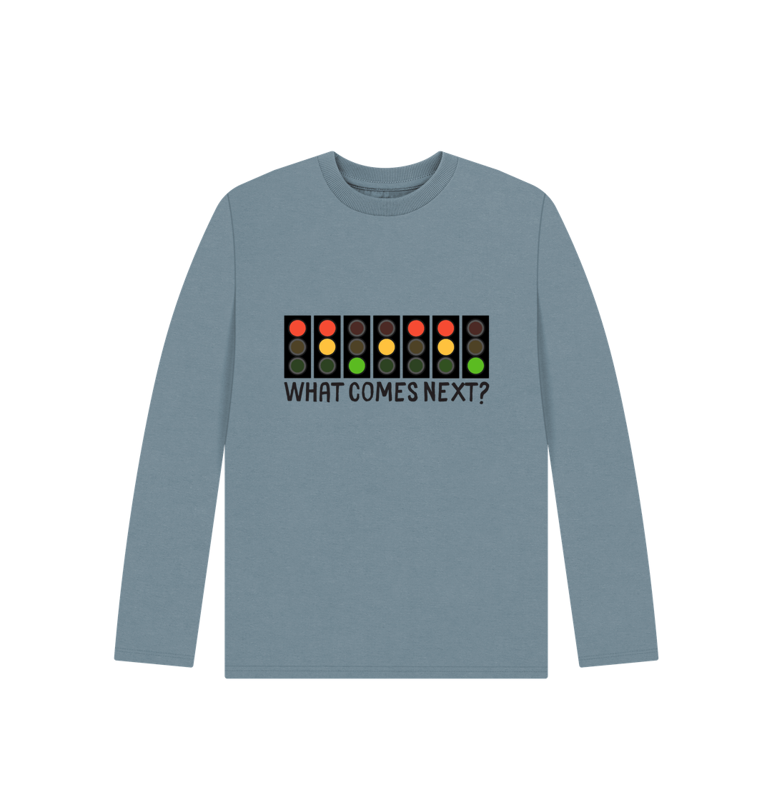 Stone Blue Printed Kids T-Shirt Front