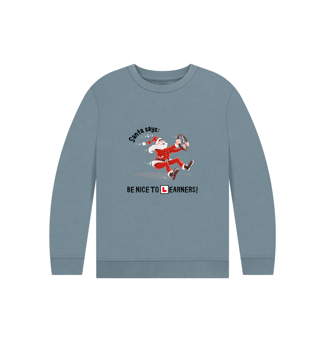 Stone Blue Printed Kids Jumper Front