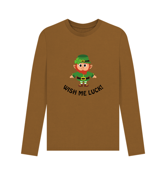 Brown Printed Long Sleeve T Shirt Front