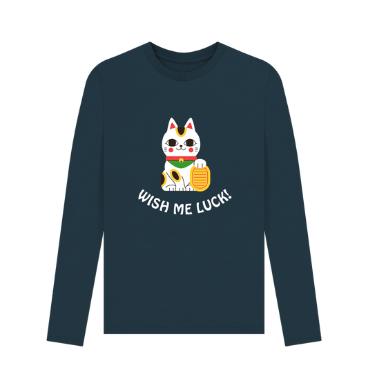 Denim Blue Printed Long Sleeve T Shirt Front