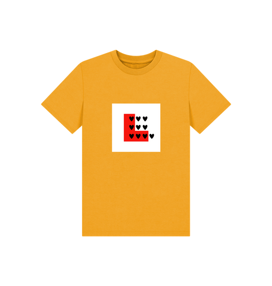 Mustard L plate plus lots of hearts - junior t-shirt