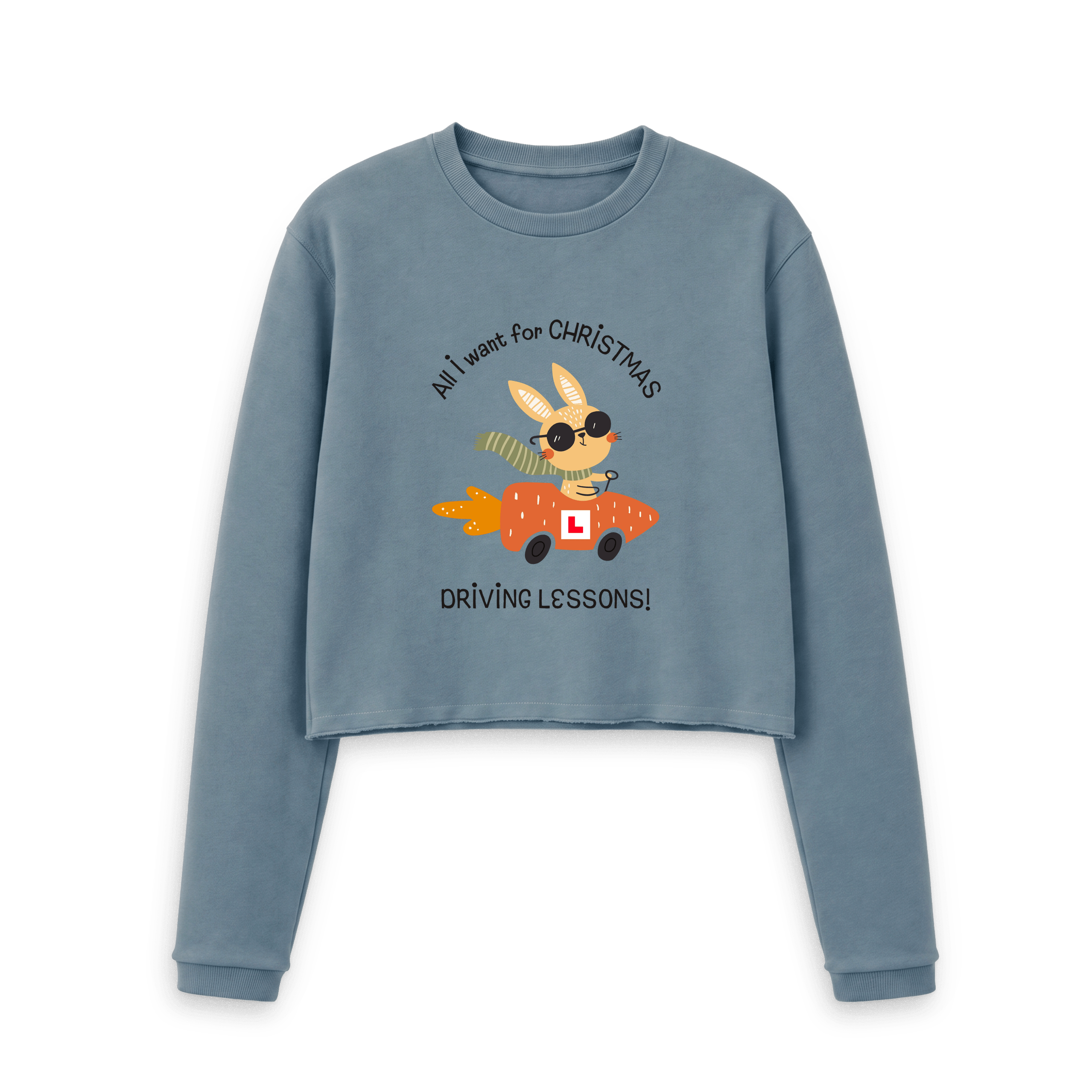 Stone Blue Printed Boxy Jumpers Front