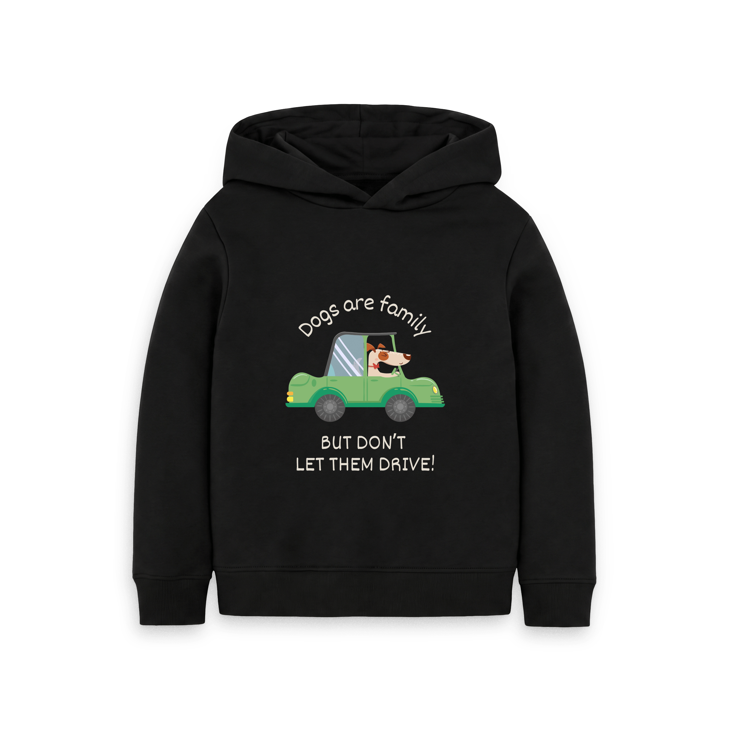 Black Printed Kids Hoodie Front
