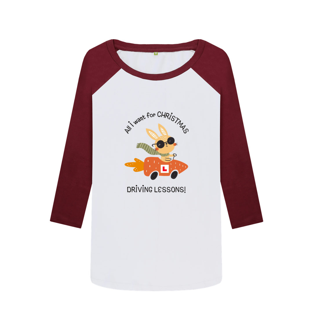 Red Wine-White Printed Baseball T-shirt Front