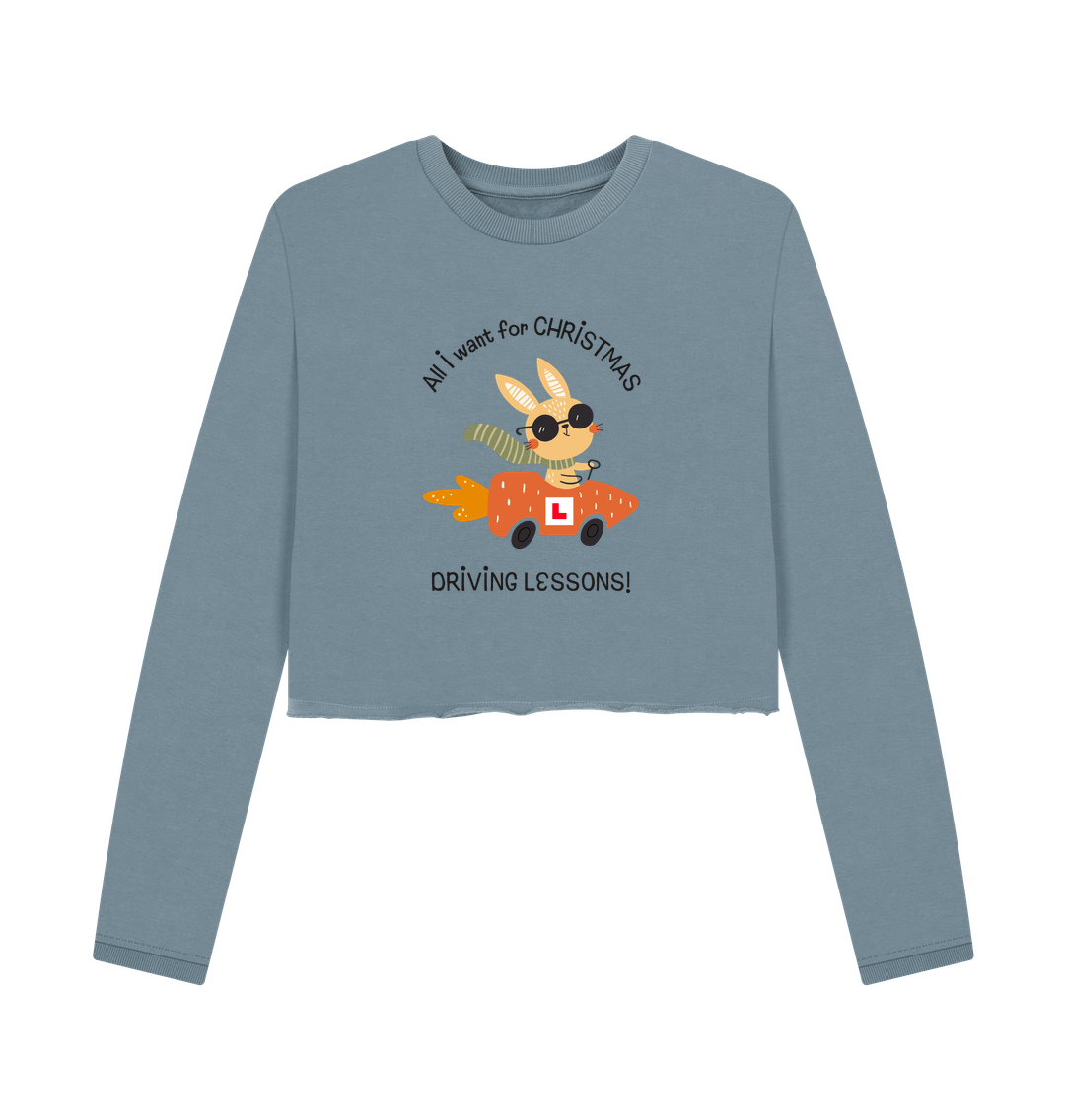 Stone Blue Printed Boxy Jumpers Front