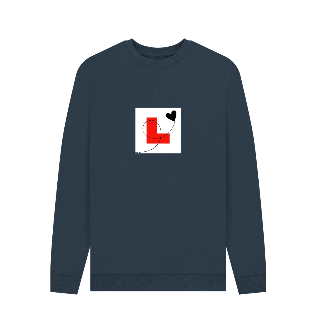 Navy Blue Printed Sweater Front