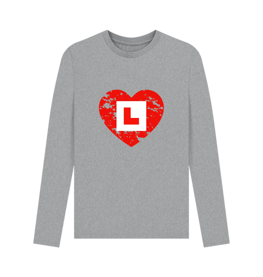 Athletic Grey L plate plus mottled heart - long sleeve t-shirt
