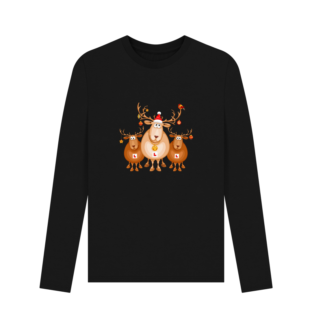 Black Printed Long Sleeve T Shirt Front
