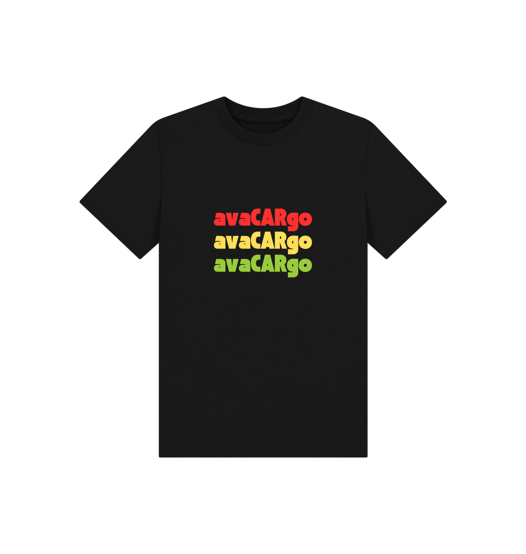 Black Printed Kids T-Shirt Front
