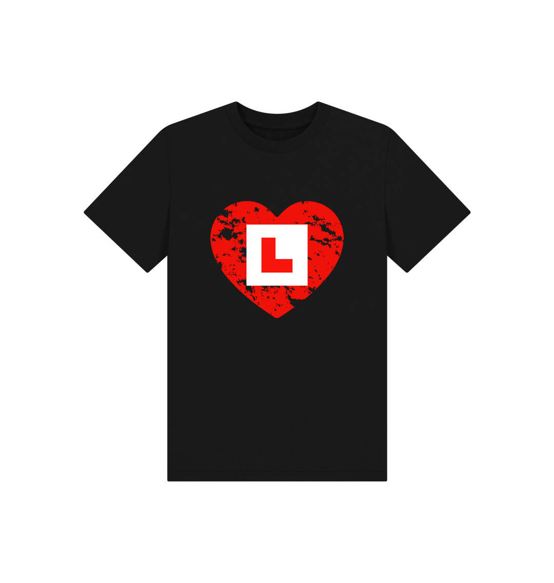 Black Printed Kids T-Shirt Front