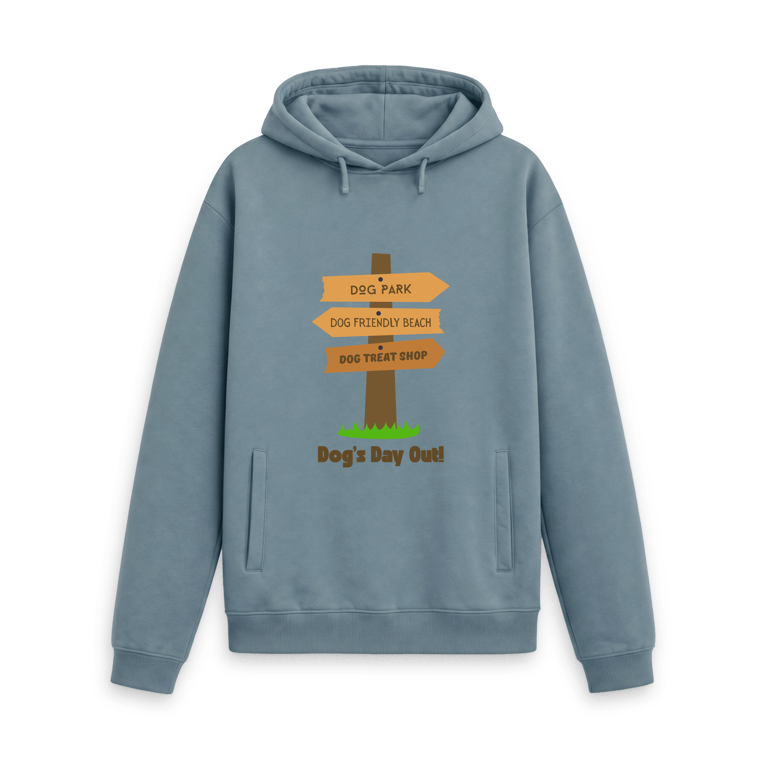 Stone Blue Printed Hoody Front