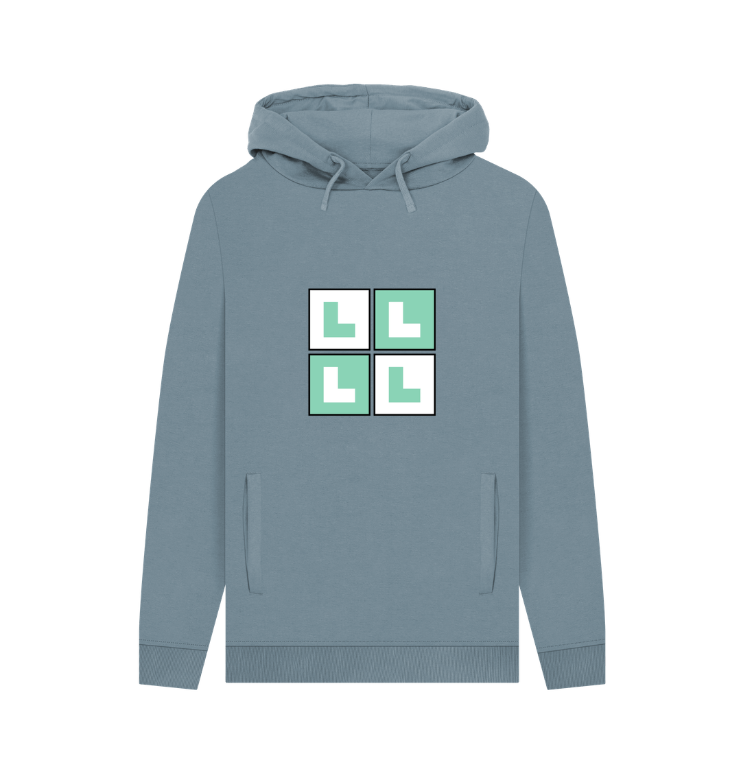 Stone Blue Printed Hoody Front