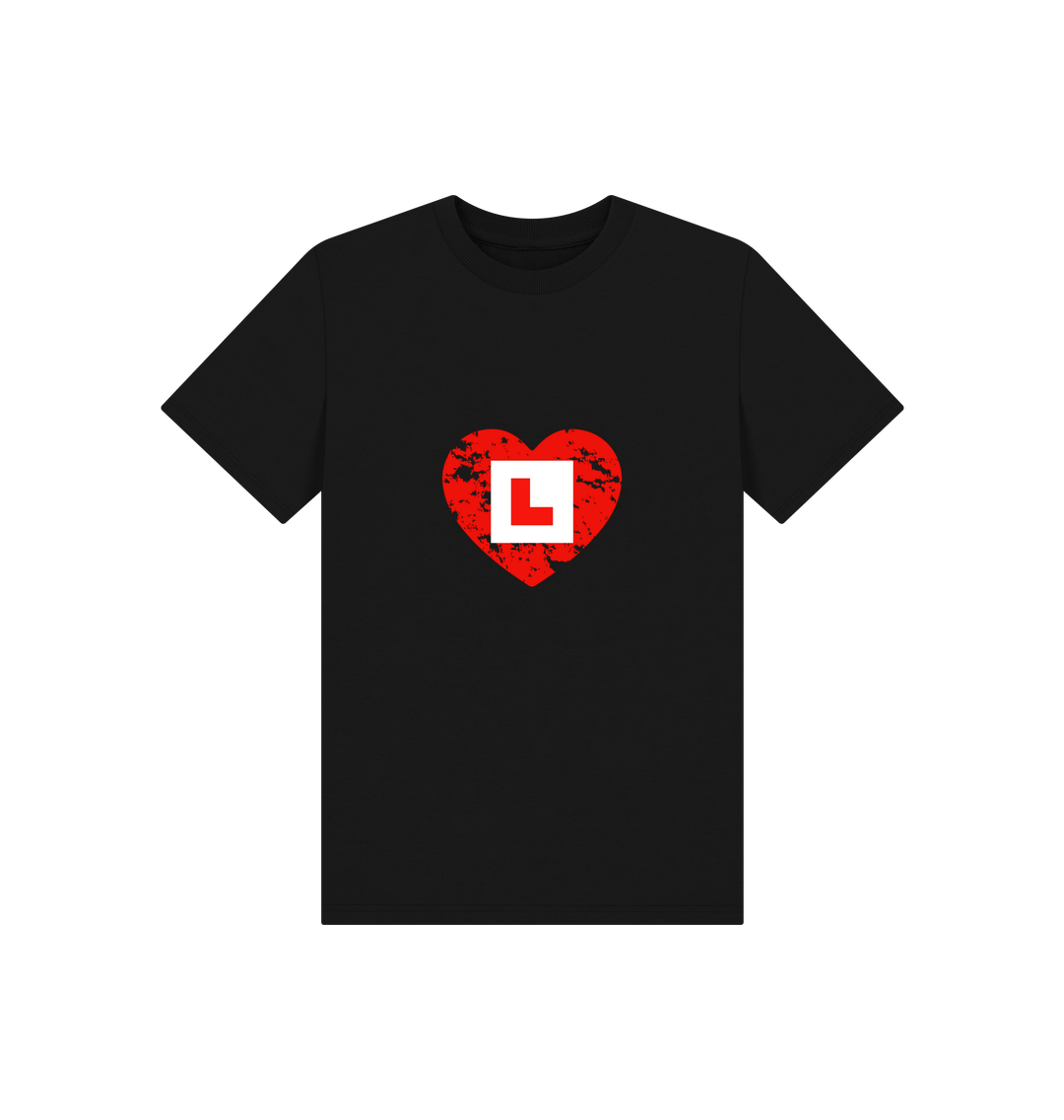 Black Printed Kids T-Shirt Front